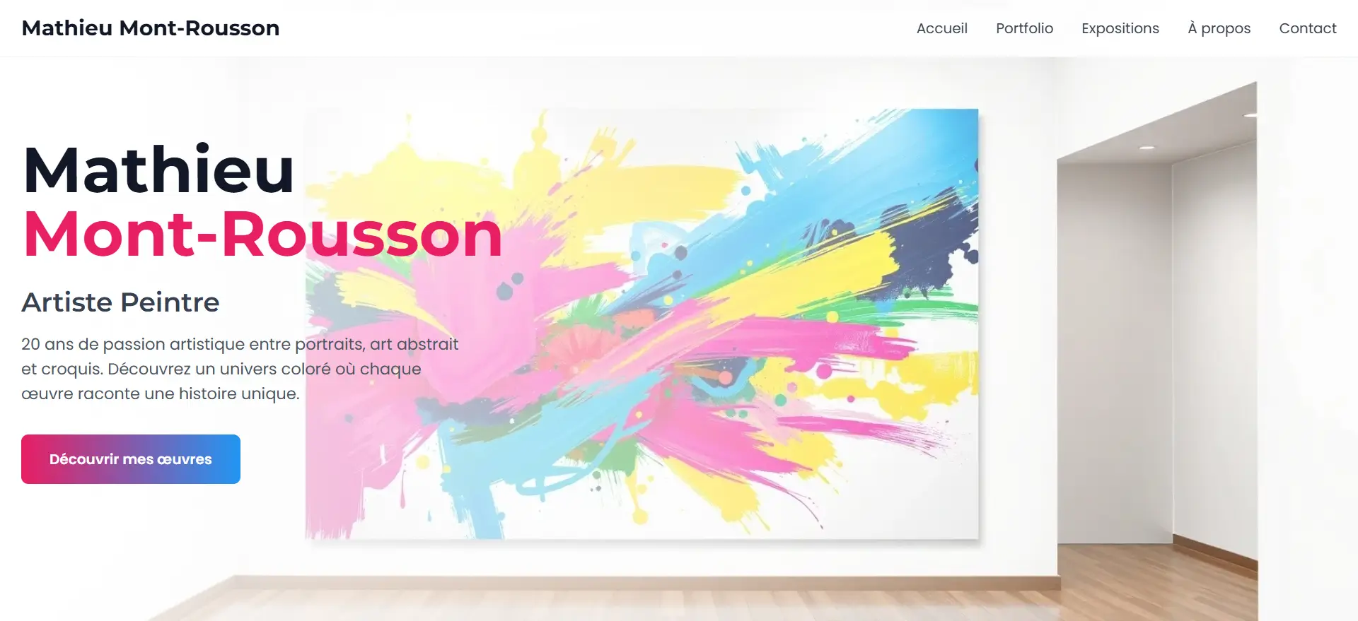 Hero de la landing page Professionnelle pour Artiste - Offre 99 € de Feeling and Create - modèle proposé par Feeling and Create / Feeling & Create