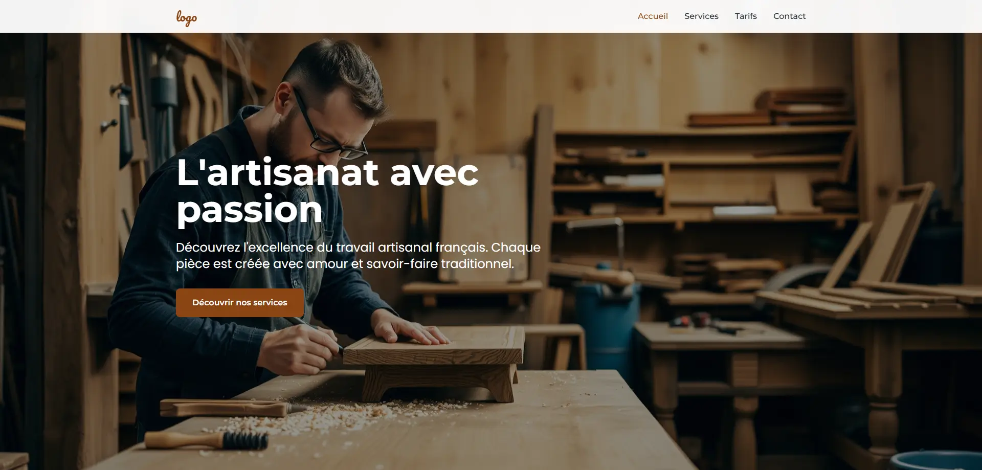 Hero de l'article Landing page Professionnelle pour les artisans - modèle Stéphane l'artisan passionné - Offre 99 € de Feeling and Create - modèle proposé par Feeling and Create / Feeling & Create