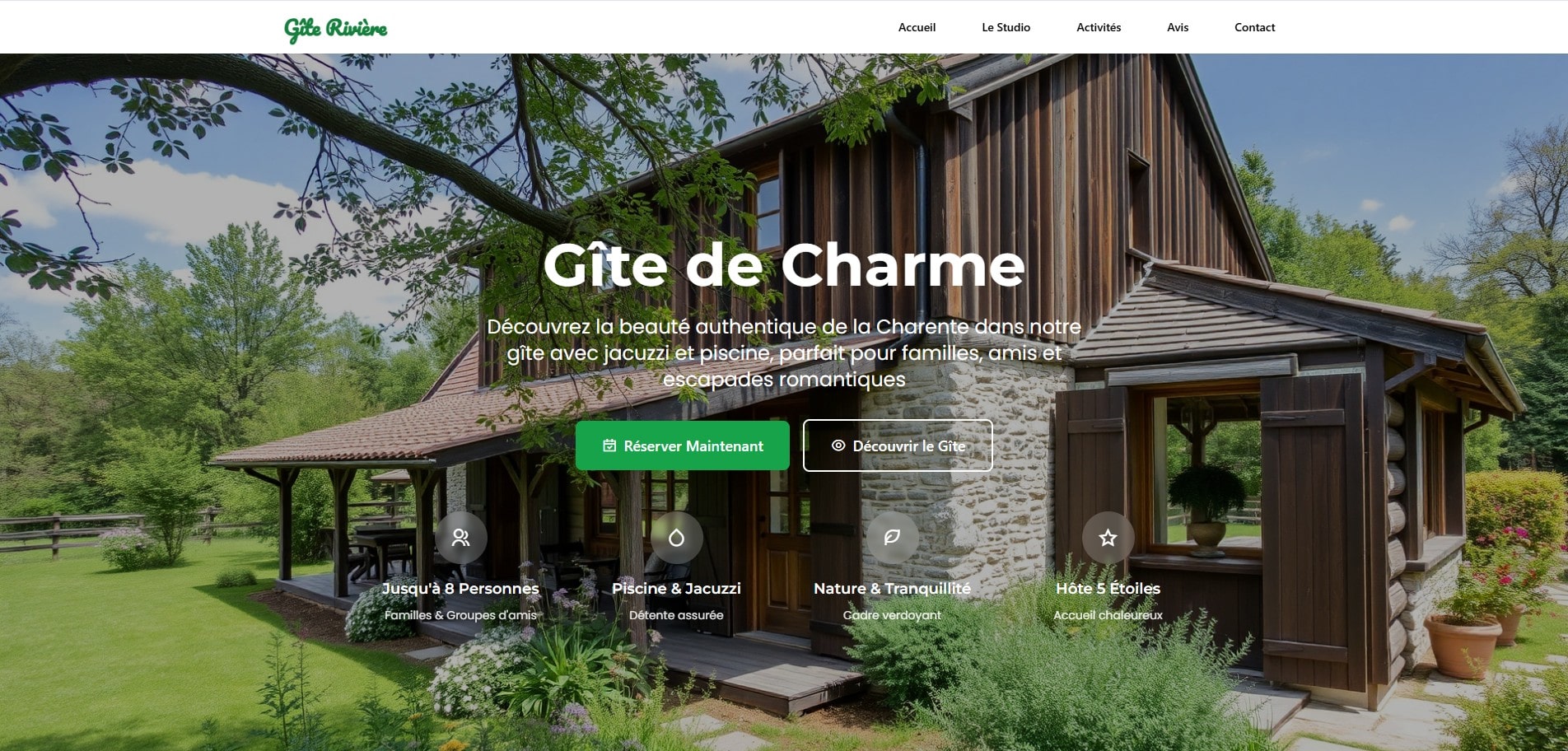 Landing page Professionnelle pour les propriétaires de gîtes et domaines- Offre 99 € de Feeling and Create - modèle proposé par Feeling and Create / Feeling & Create