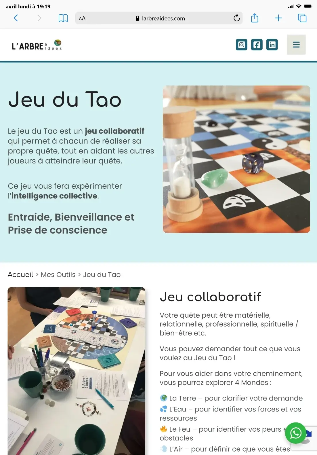 www.larbreaidees.com - Le jeu du Tao - refonte de site internet réalisé par Céline GANA de Feeling and Create